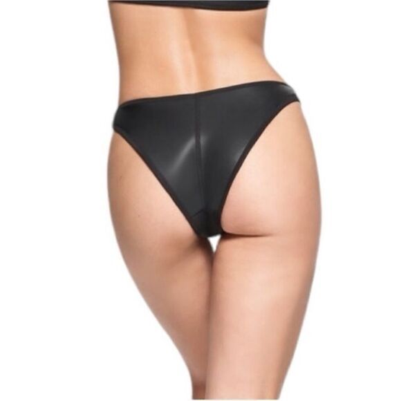 SKIMS NWT Rubberized Scuba Swim Tanga Bikini Bottom in Onyx Size Large - Picture 4 of 7